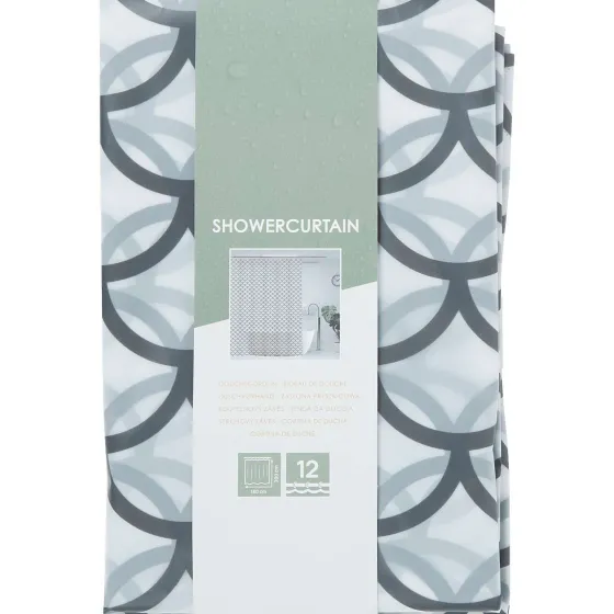 Badkamer & Toilet Accessoires>Cascata Douchegordijn Grijs,Print,Zwart
