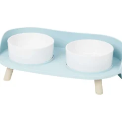 Dierenbenodigdheden>Merk Dubbele Voerbak Op Pootjes Blauw,Grijs