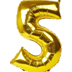 Ballonnen & Slingers>Merk Folieballon Cijfer Goud,Meerkleurig,Zilver