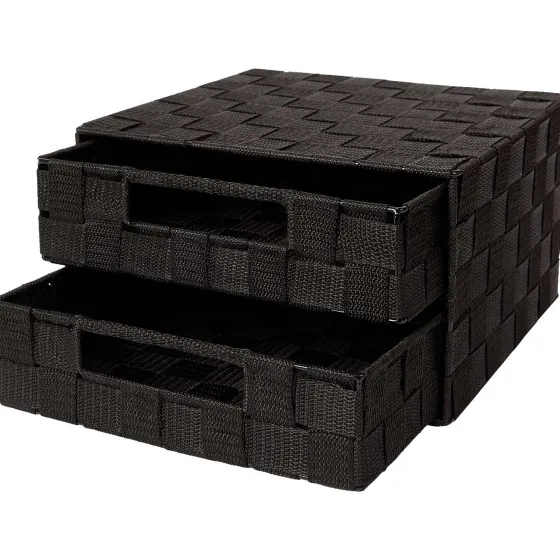 Woonaccessoires>Merk Gevlochten Ladekastje Zwart,Grijs