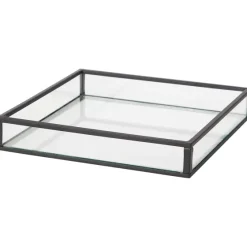 Woonaccessoires>Merk Glazen Tray Goud,Zwart
