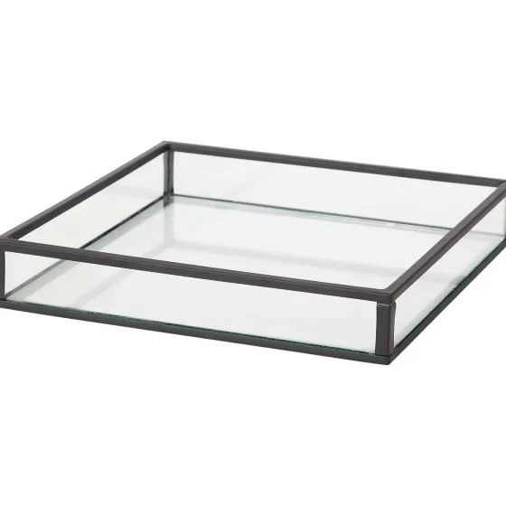 Woonaccessoires>Merk Glazen Tray Goud,Zwart