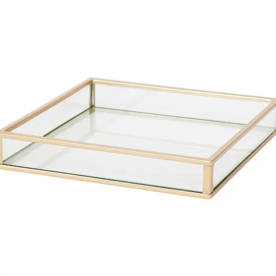 Woonaccessoires>Merk Glazen Tray Goud,Zwart
