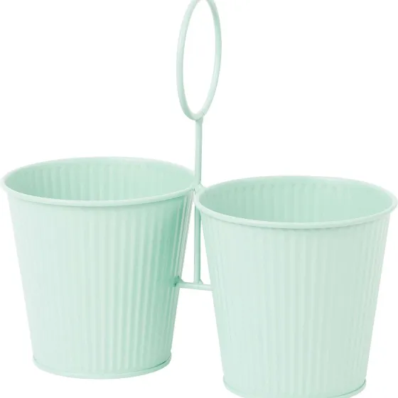 Bloempotten>Merk Home Accents Duo Bloempot In Houder Zwart,Groen,Wit