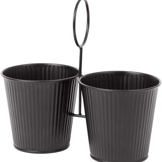 Bloempotten>Merk Home Accents Duo Bloempot In Houder Zwart,Groen,Wit