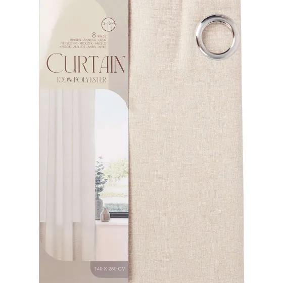 Raamdecoratie>C&C Linnenlook Gordijn Beige,Grijs,Wit
