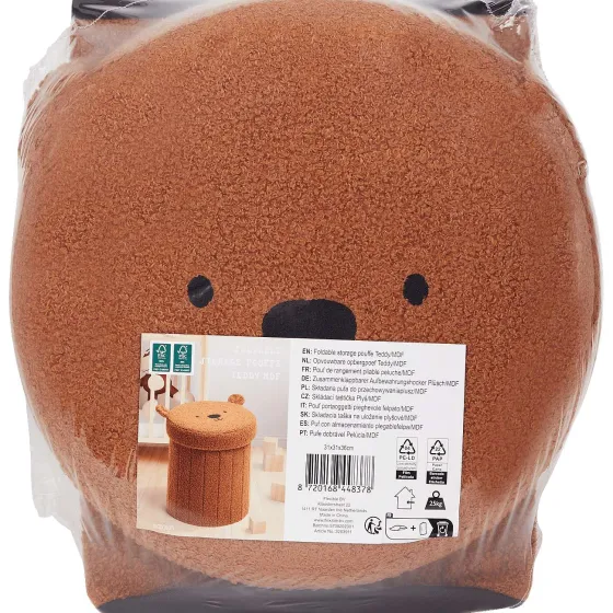 Woonaccessoires>Merk Opvouwbare Opbergpoef Teddy Bruin,Grijs,Wit