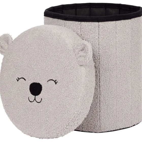 Woonaccessoires>Merk Opvouwbare Opbergpoef Teddy Bruin,Grijs,Wit