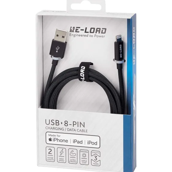 Kabels & Splitters>Re-load High Speed Laad- En Datakabel 8-Pins Zwart,Grijs,Wit