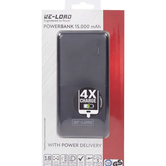 Powerbanks & Opladers>Re-load Powerbank Power Delivery Zwart