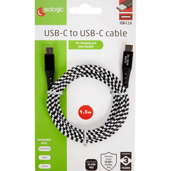 Kabels & Splitters>Sologic Laad- En Datakabel Usb-C Naar Usb-C Grijs,Wit,Zwart