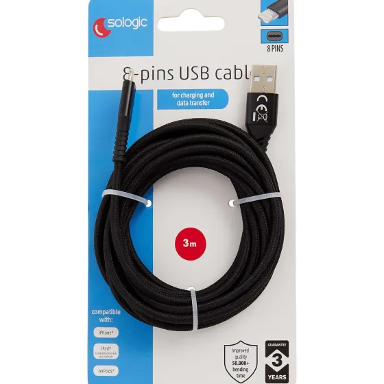 Kabels & Splitters>Sologic Laad- En Datakabel 8-Pins Meerkleurig,Zwart