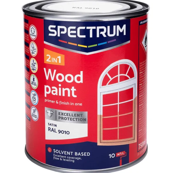 Verf>Spectrum 2-In-1 Zijdeglans Houtlak Ral 9010 Wit