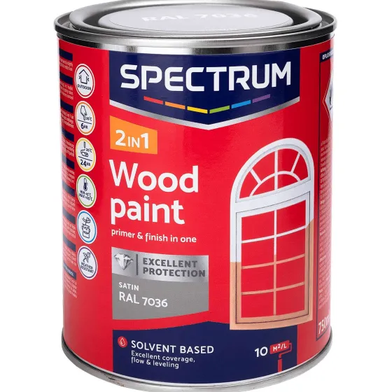 Verf>Spectrum 2-In-1 Zijdeglans Houtlak Ral 7036 Grijs