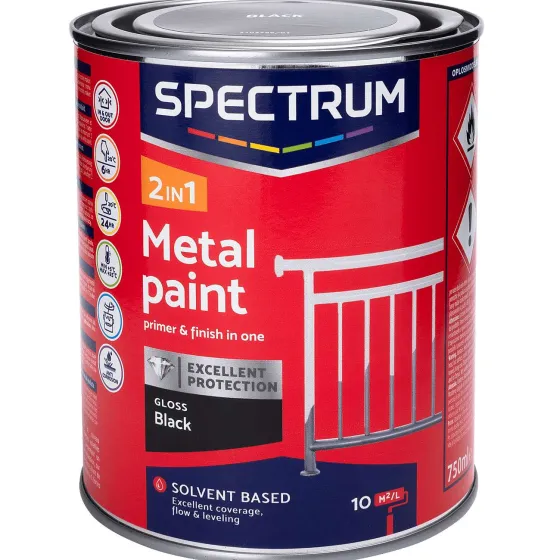 Verf>Spectrum 2-In-1 Zijdeglans Metaallak Zwart