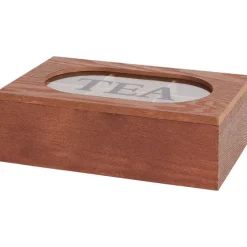 Woonaccessoires>Merk Theebox Met Tekst Bruin,Wit,Zwart