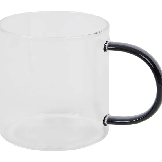 Servies>Merk Theeglas Met Gekleurd Oor Blauw,Groen,Roze,Zwart