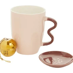 Servies>Merk Theemokset Roze,Wit