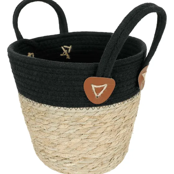 Woonaccessoires>Merk Zeegras Mand Met Hengsels Wit,Zwart