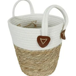 Woonaccessoires>Merk Zeegras Mand Met Hengsels Wit,Zwart